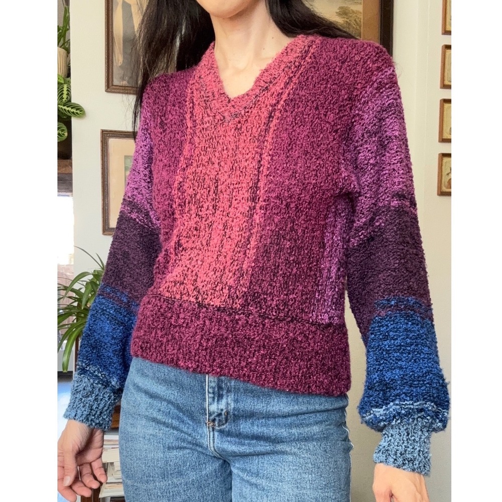Brenda Lim Vintage 70s Colorblock V-Neck Sweater Knit hippie surfer